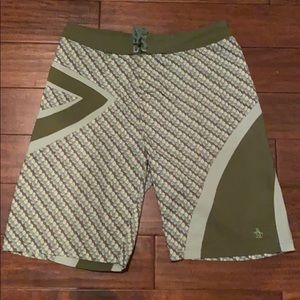 Green penguin brand swim trunks